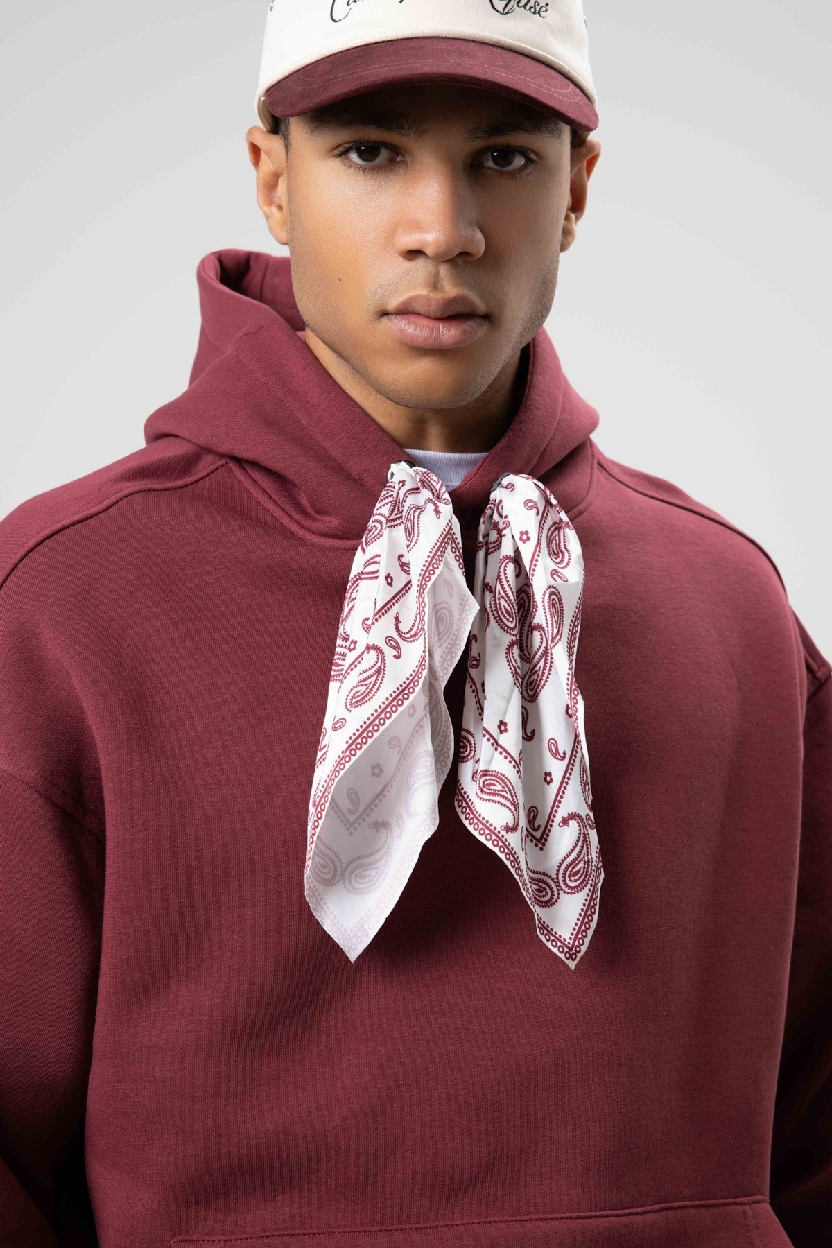 Oversized Hooded Sweatshirt with Scarf Detail