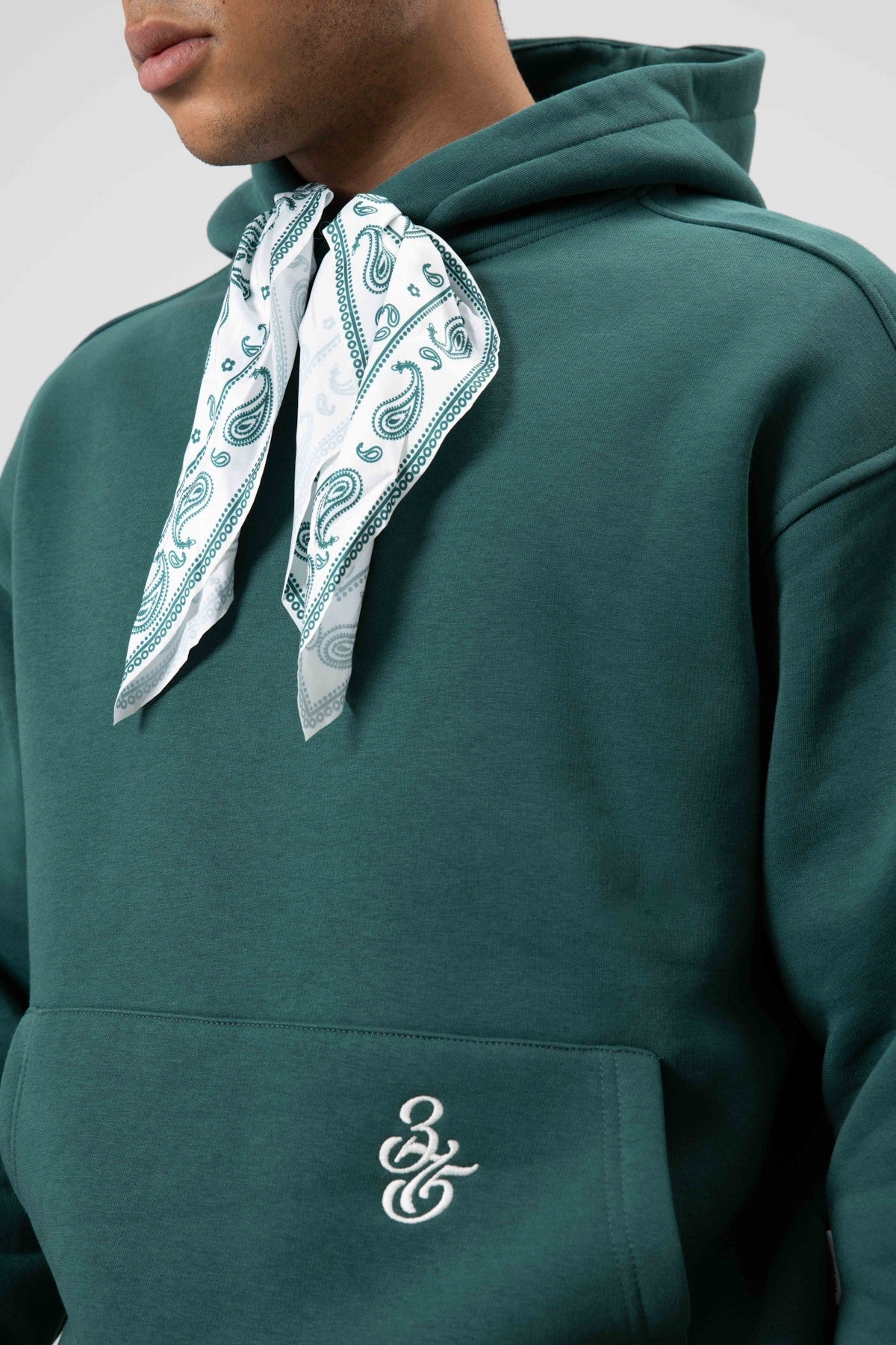 Oversized Hooded Sweatshirt with Scarf Detail