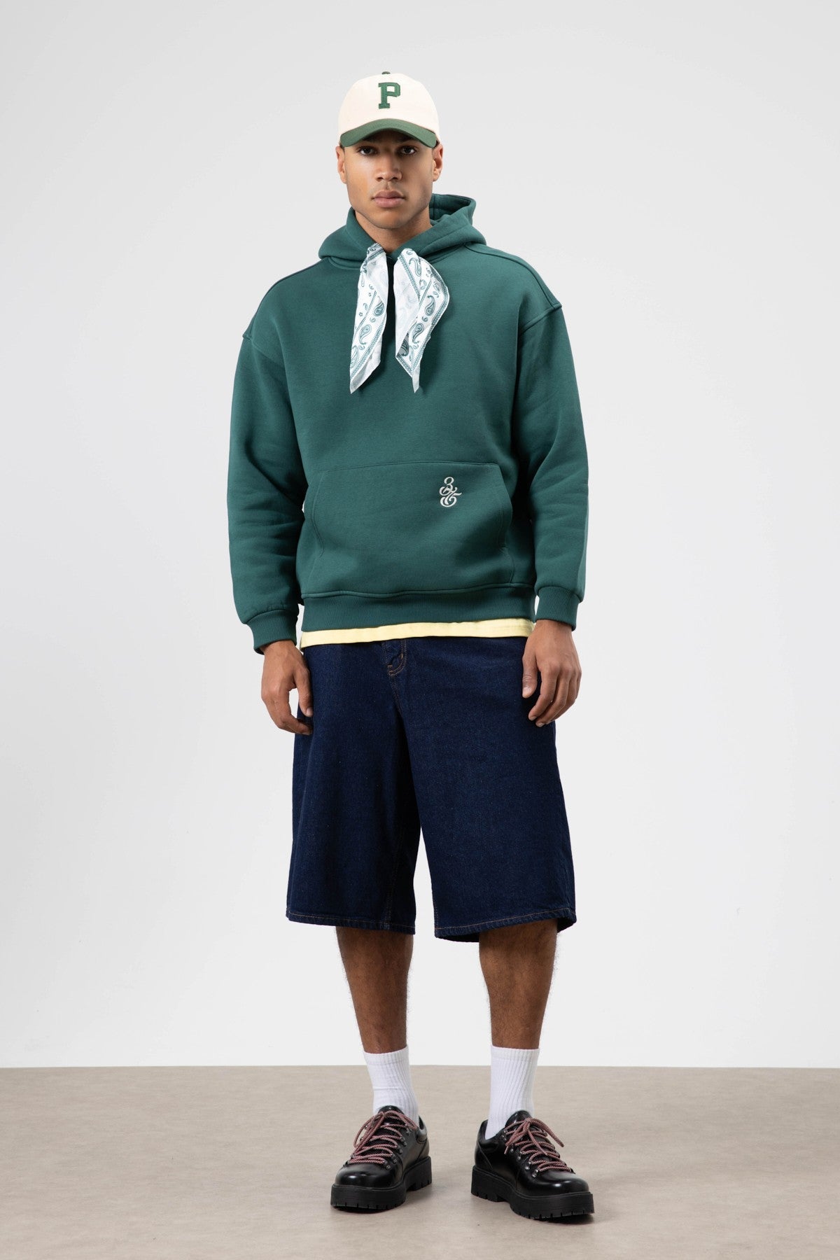 Oversized Hooded Sweatshirt with Scarf Detail