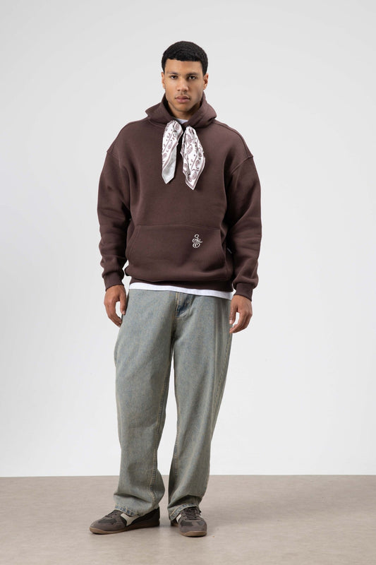 Oversized Hooded Sweatshirt with Scarf Detail