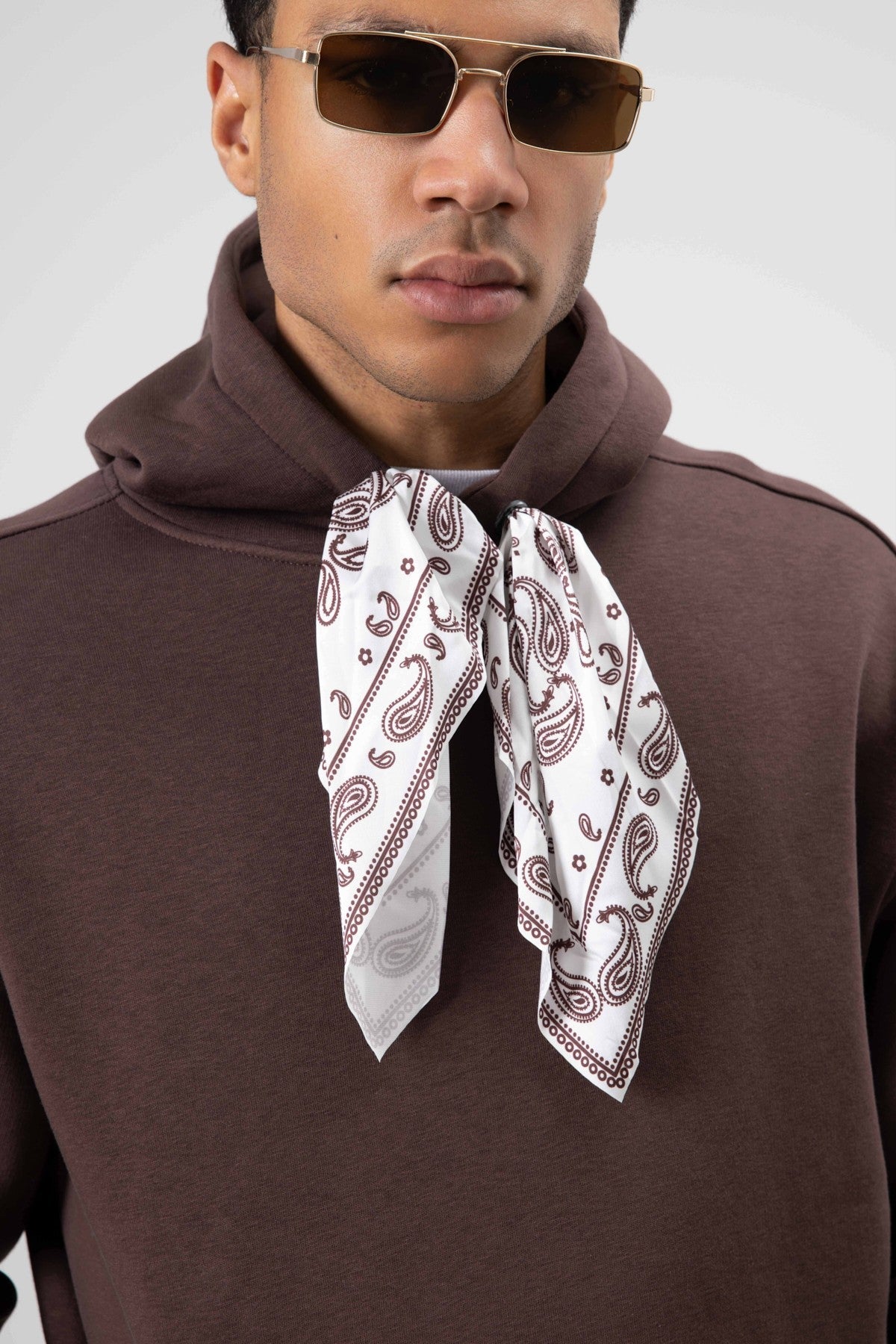 Oversized Hooded Sweatshirt with Scarf Detail