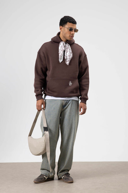 Oversized Hooded Sweatshirt with Scarf Detail