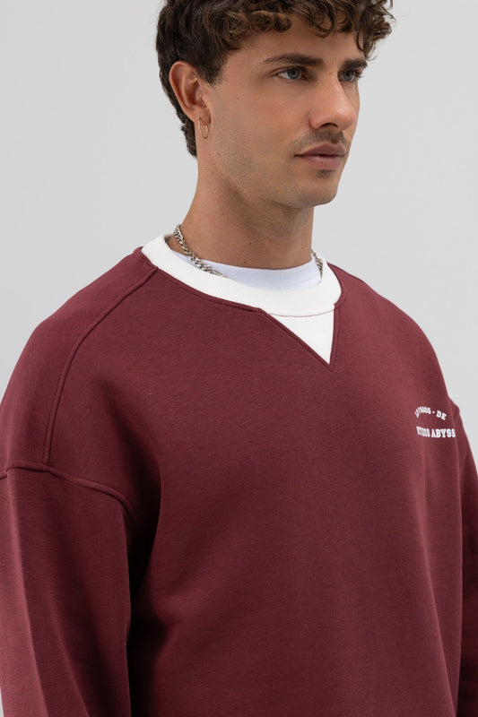 Oversized Bike Neck Print Sweatshirt