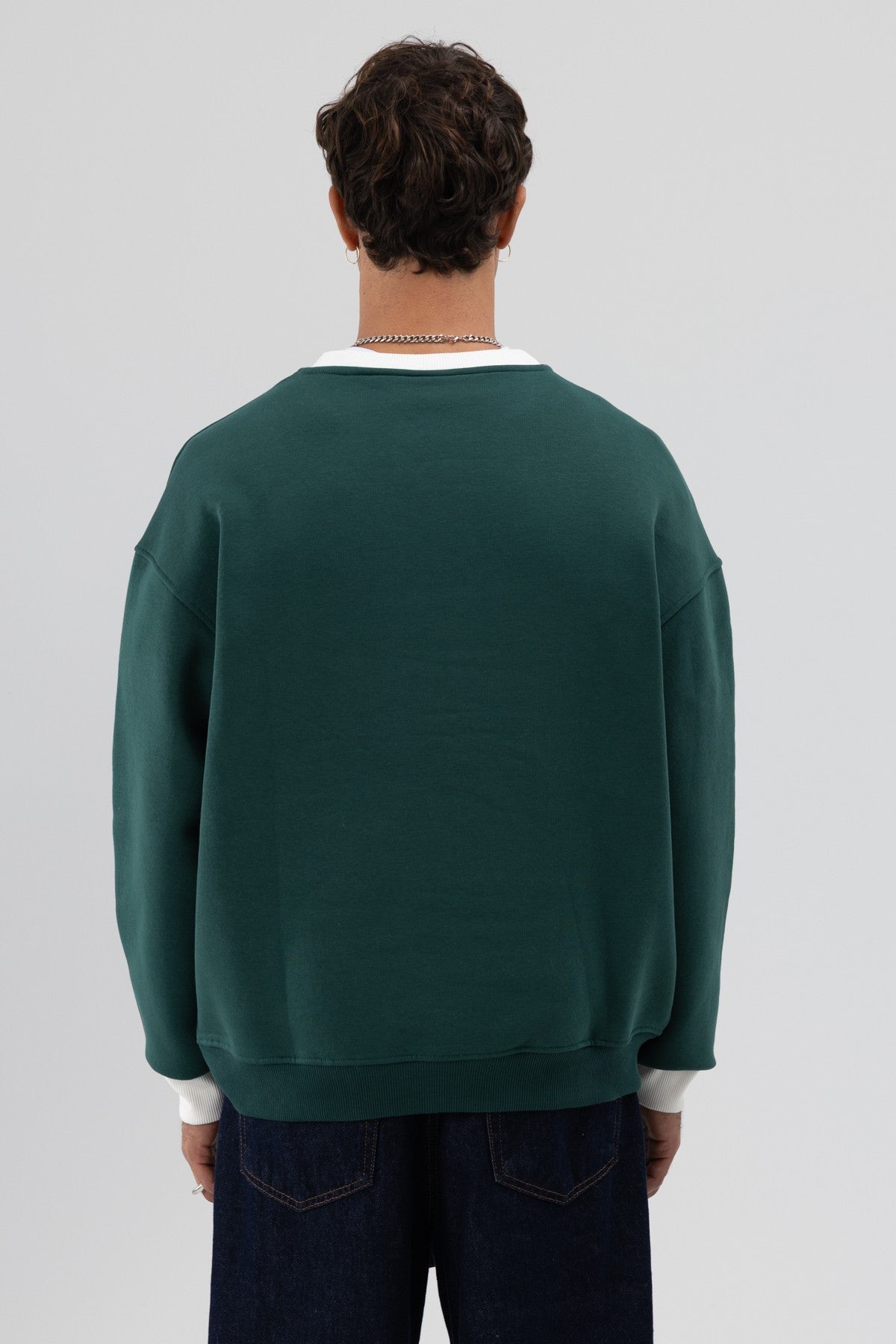 Oversized Bike Neck Print Sweatshirt