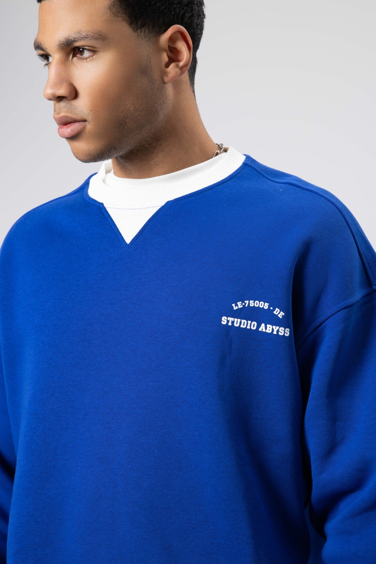 Oversized Bike Neck Print Sweatshirt