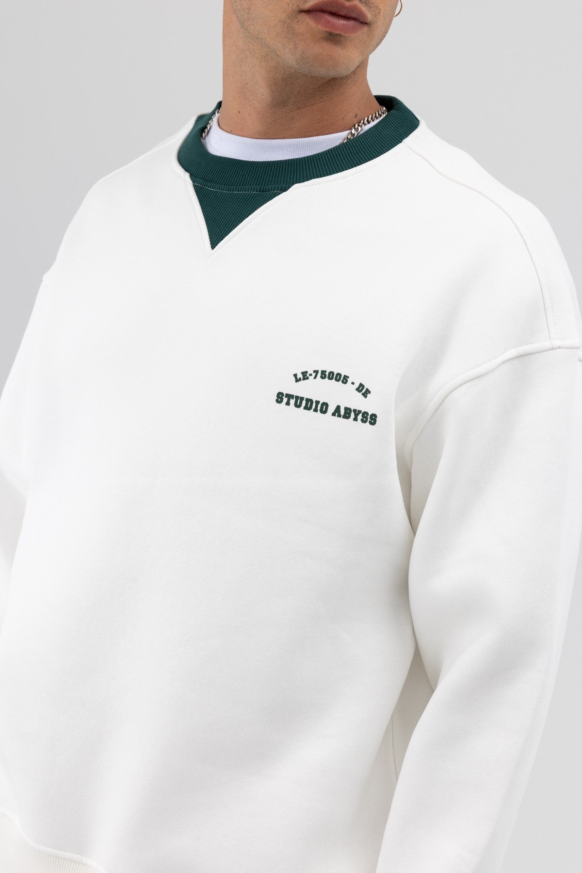 Oversized Bike Neck Print Sweatshirt