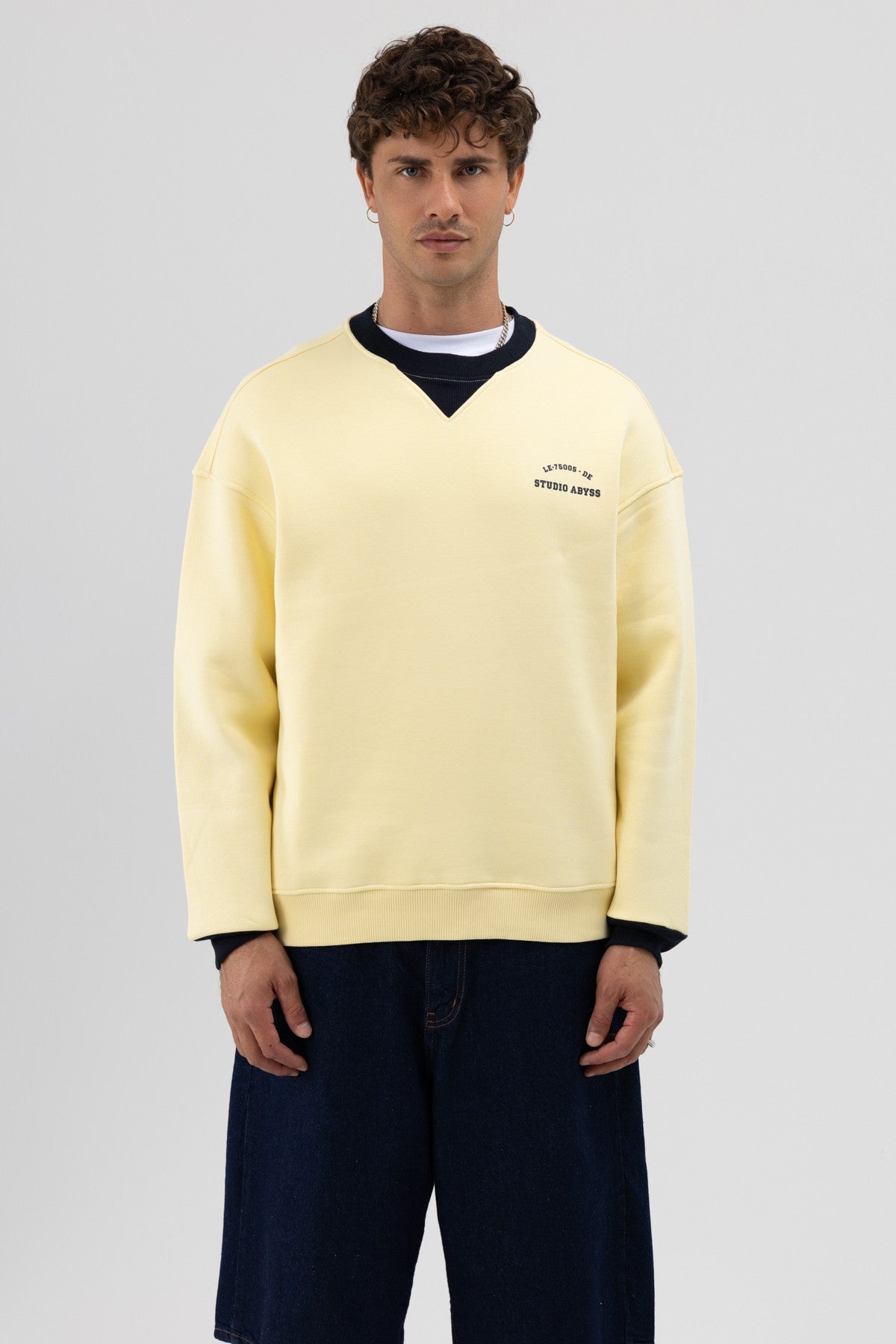 Oversized Bike Neck Print Sweatshirt