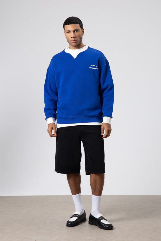 Oversized Bike Neck Print Sweatshirt