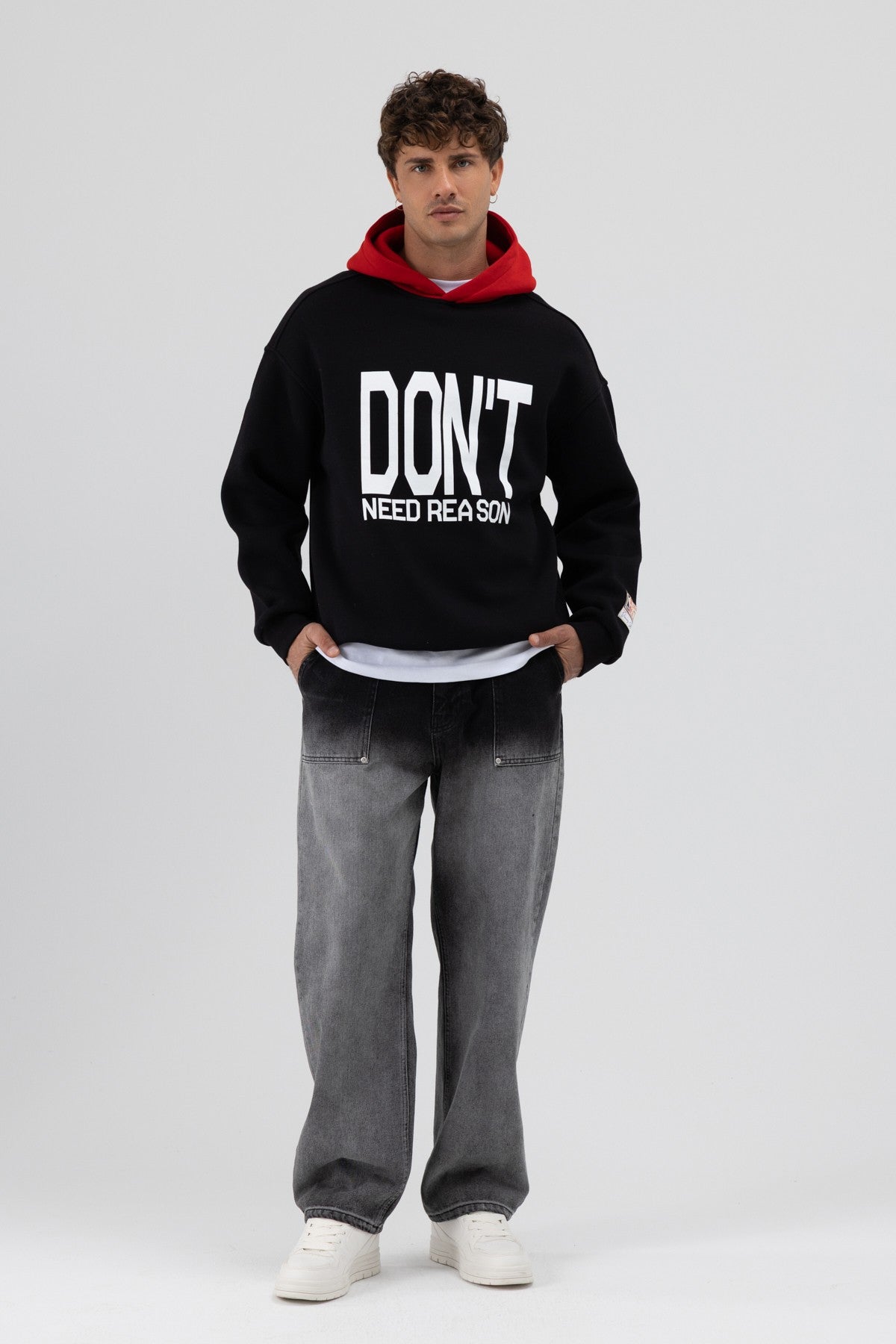 Two-Tone Printed Oversized Sweatshirt V70-92