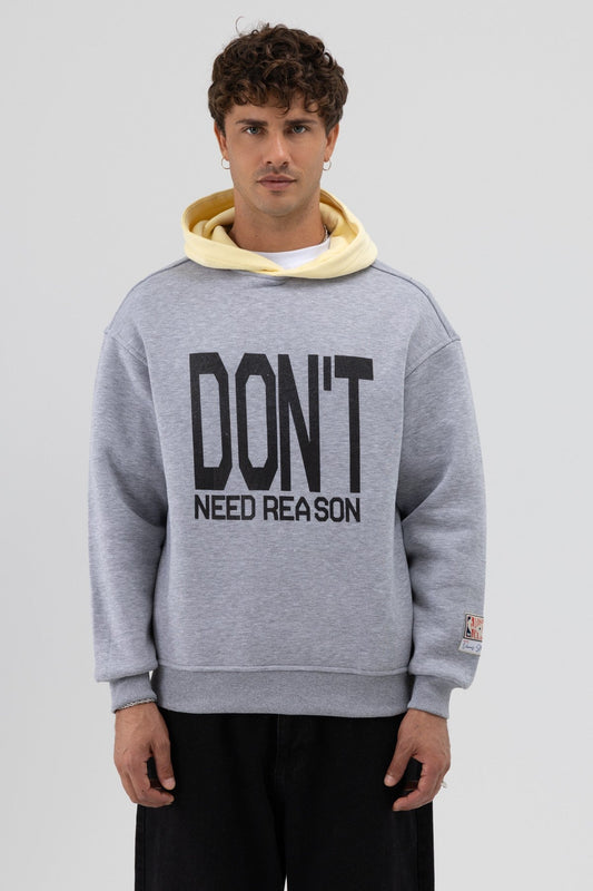 Two-Tone Printed Oversized Sweatshirt
