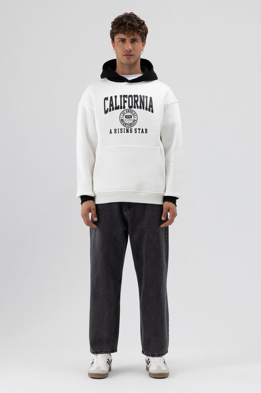 Two-Tone Printed Oversized Sweatshirt