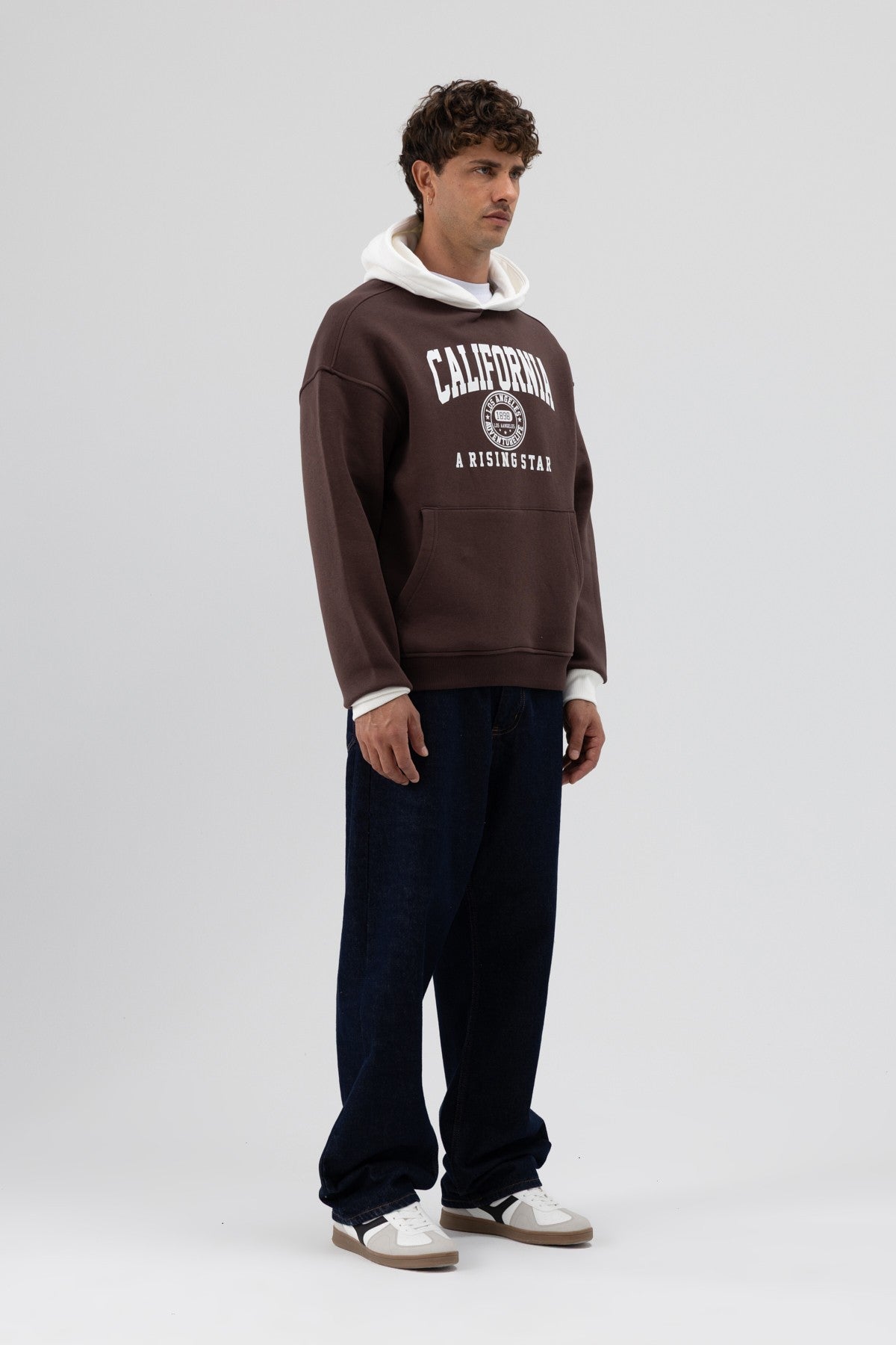 Two-Tone Printed Oversized Sweatshirt