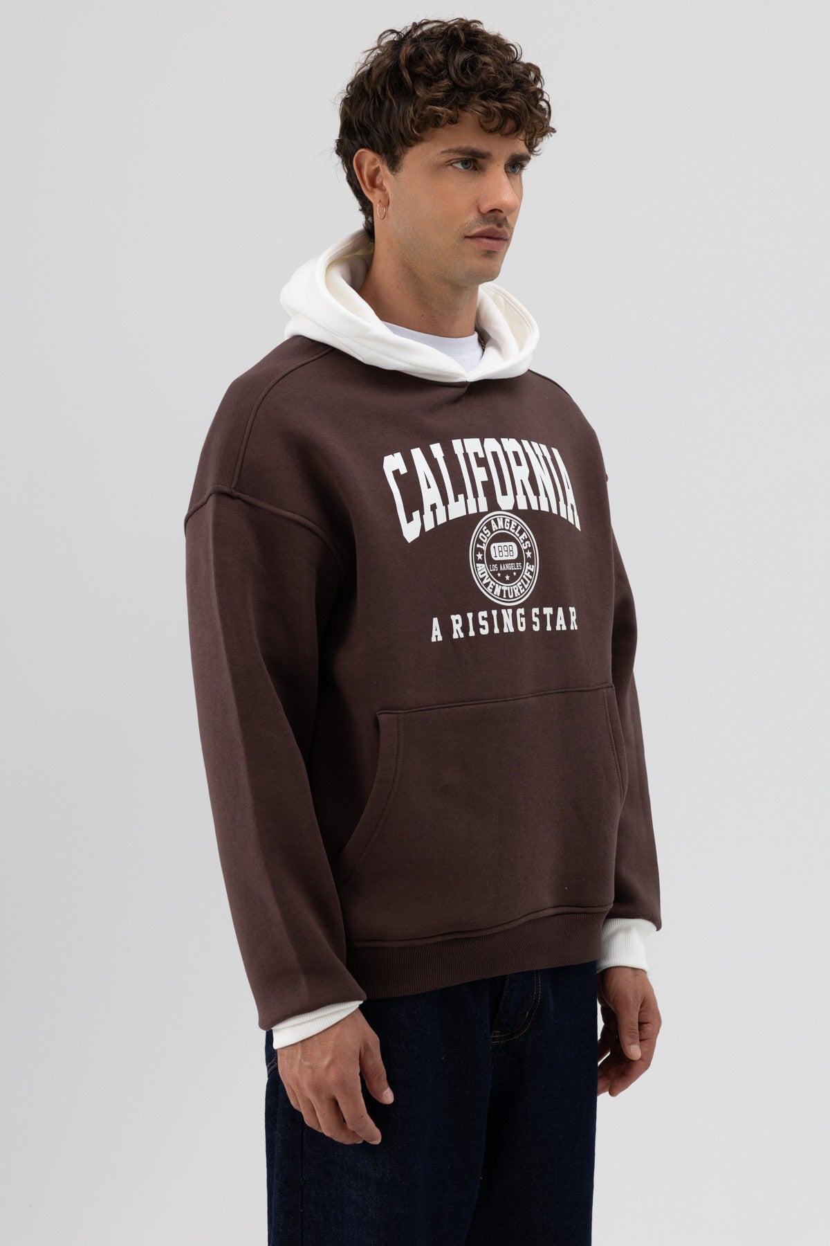 Two-Tone Printed Oversized Sweatshirt
