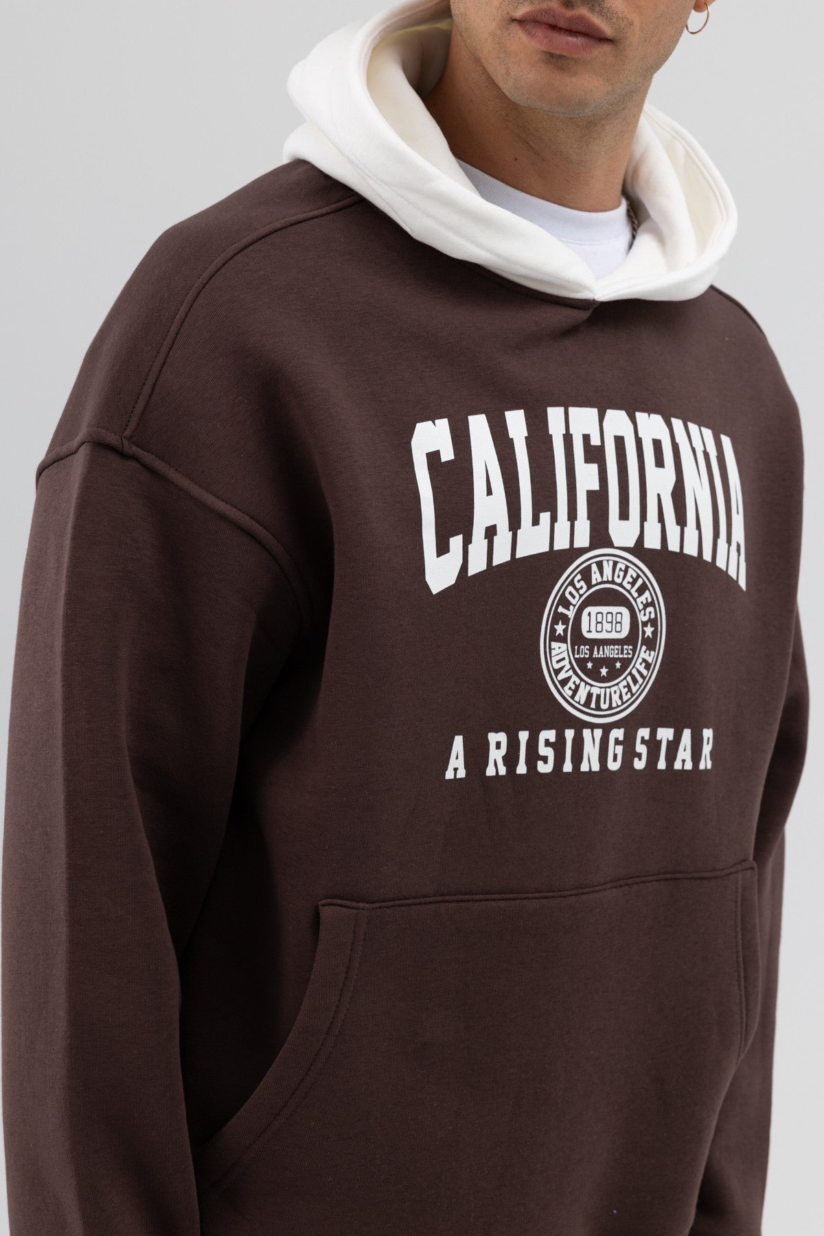 Two-Tone Printed Oversized Sweatshirt