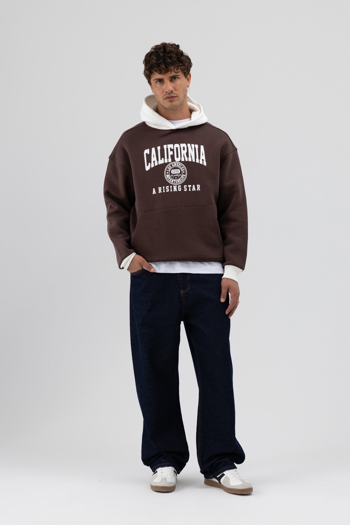 Two-Tone Printed Oversized Sweatshirt