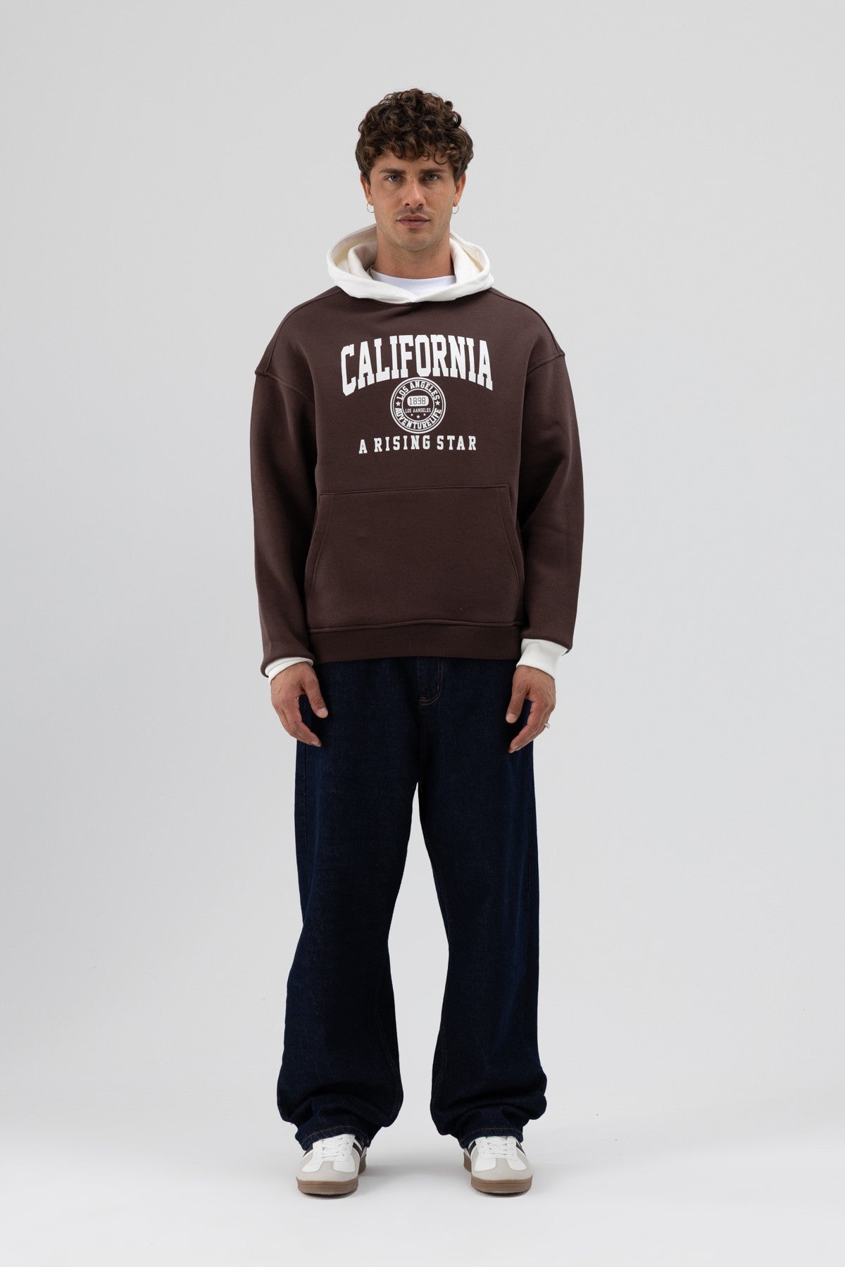 Two-Tone Printed Oversized Sweatshirt