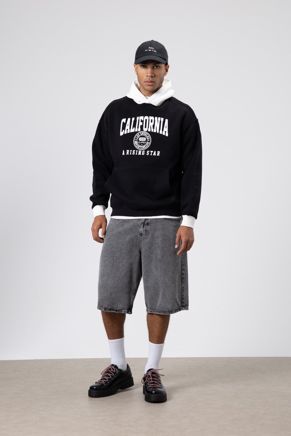Two-Tone Printed Oversized Sweatshirt