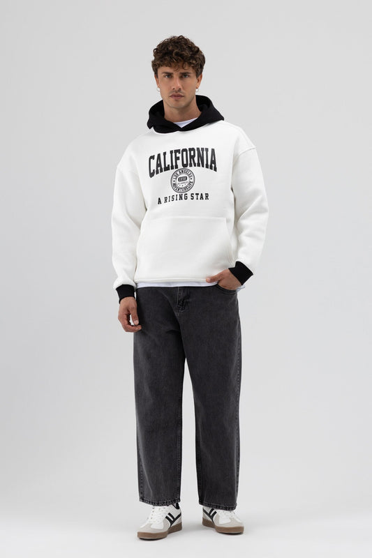 Two-Tone Printed Oversized Sweatshirt