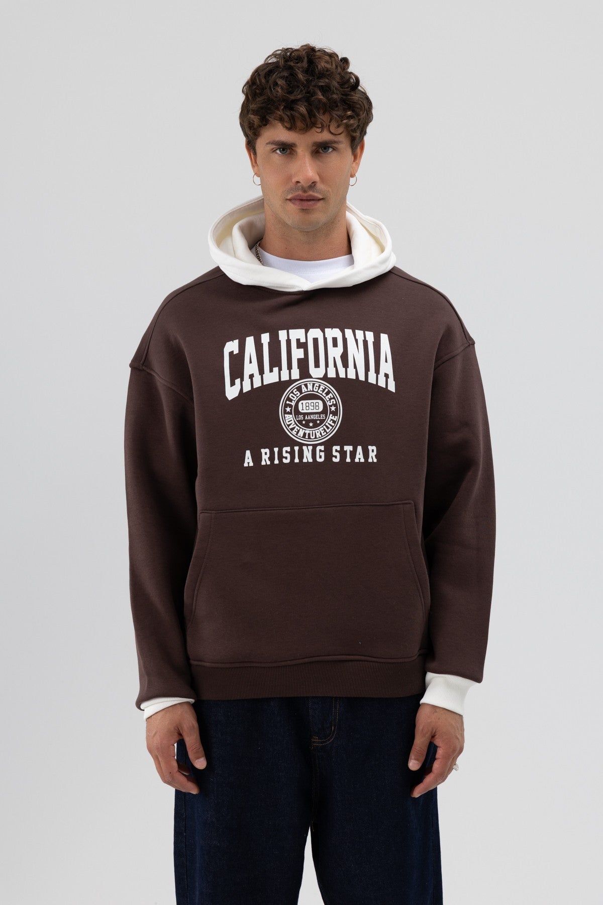 Two-Tone Printed Oversized Sweatshirt