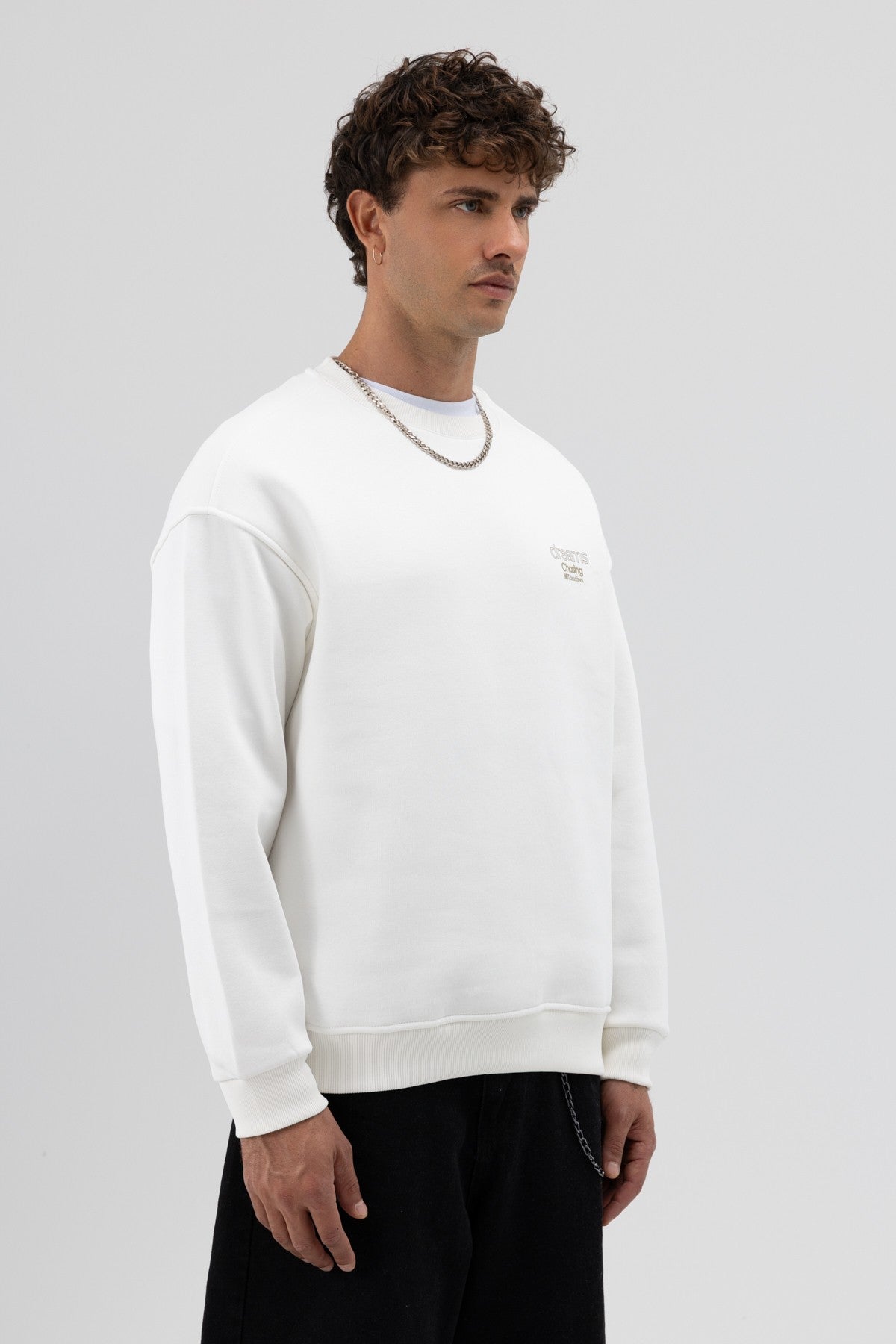 Oversized Bike Neck Print Sweatshirt V70-95
