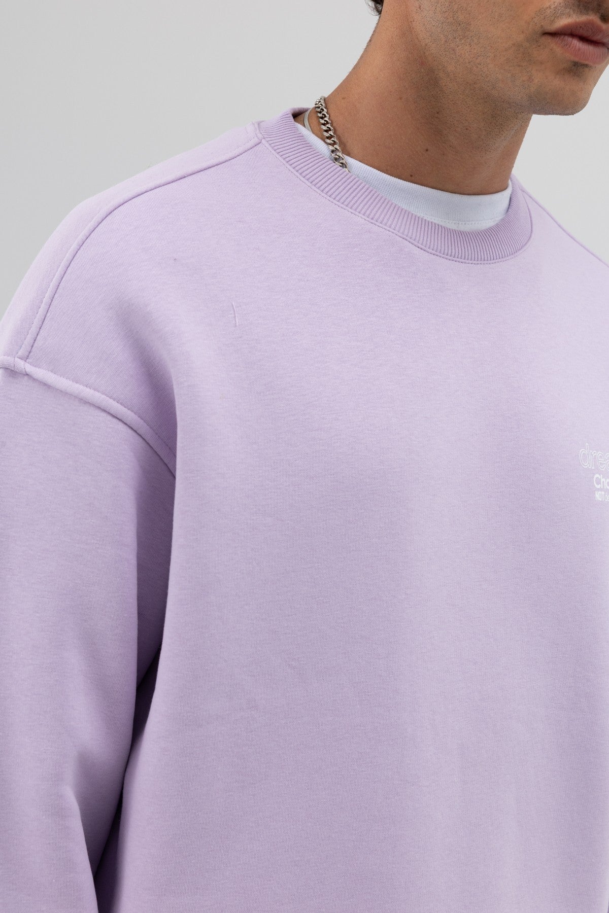 Oversized Bike Neck Print Sweatshirt