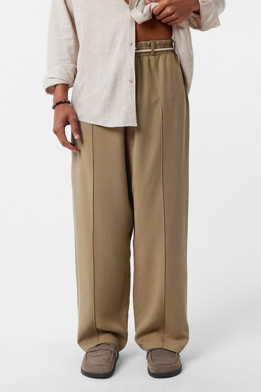 Baggy Lyocell Pants with Detailed Waistband