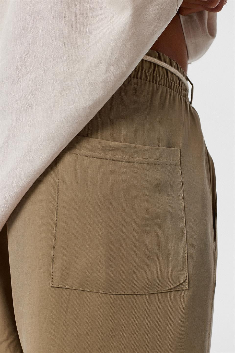 Baggy Lyocell Pants with Detailed Waistband