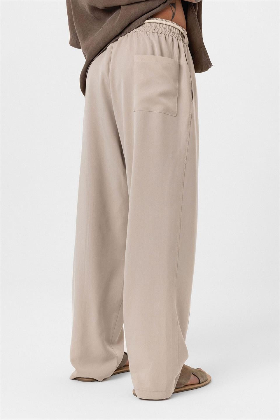 Baggy Lyocell Pants with Detailed Waistband