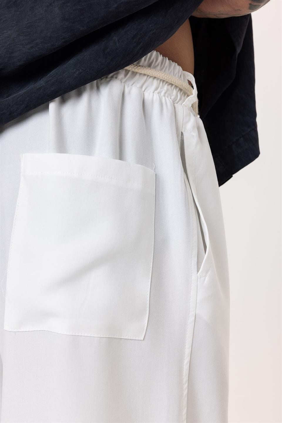 Baggy Lyocell Pants with Detailed Waistband
