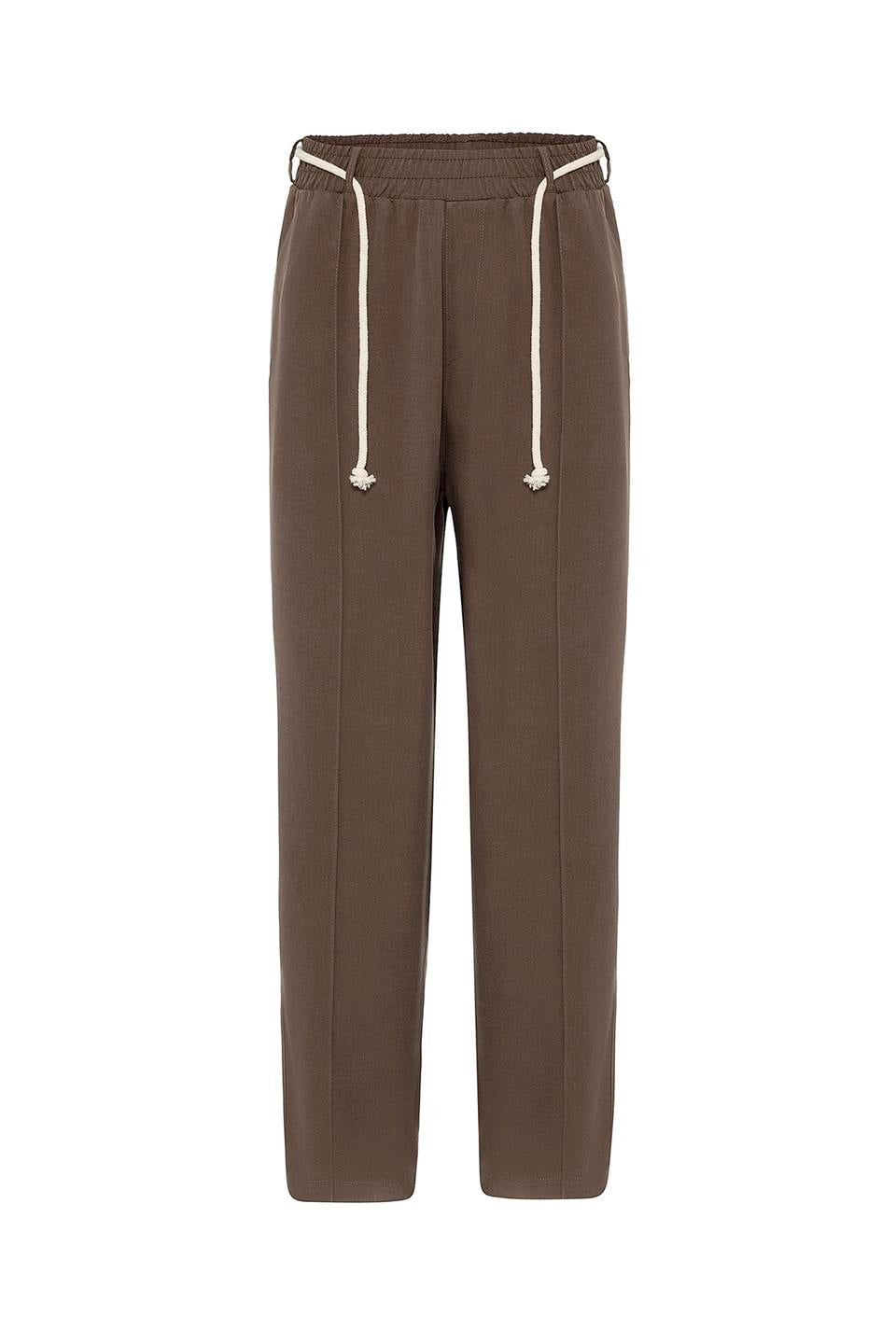 Baggy Lyocell Pants with Detailed Waistband