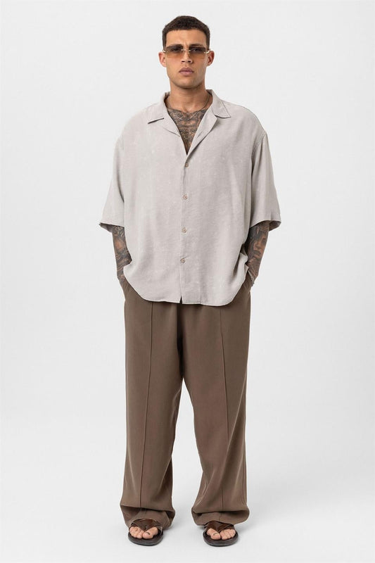 Baggy Lyocell Pants with Detailed Waistband