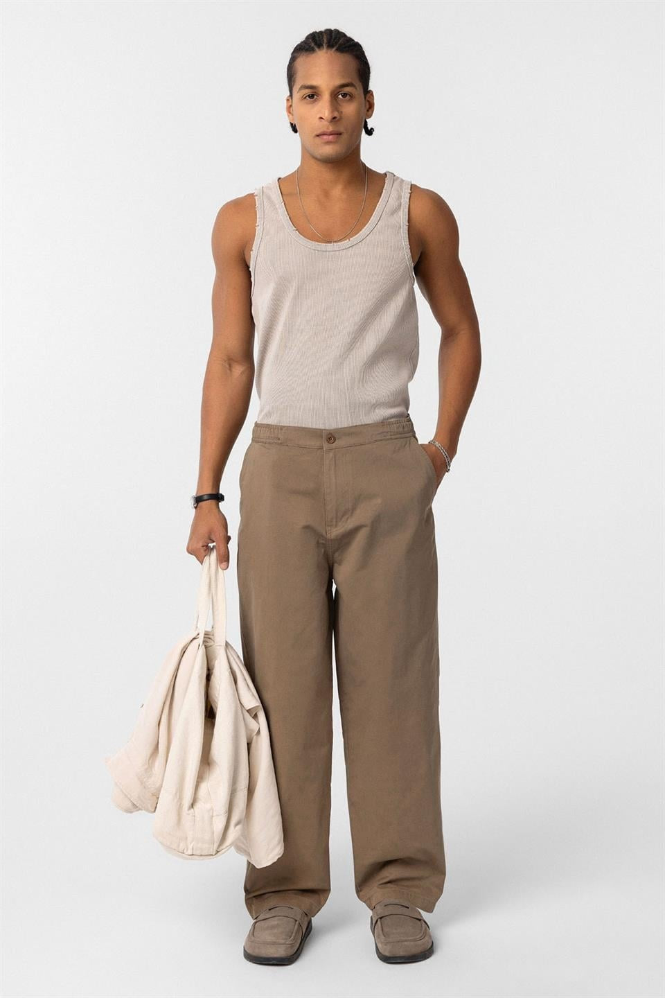 Pre-Washed Gabardine Baggy Pants
