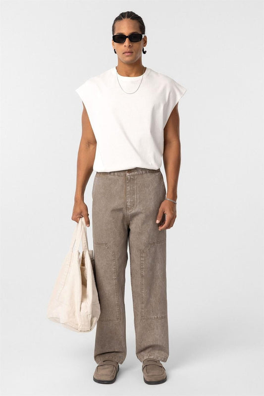 Pre-Washed Baggy Gabardine Pants