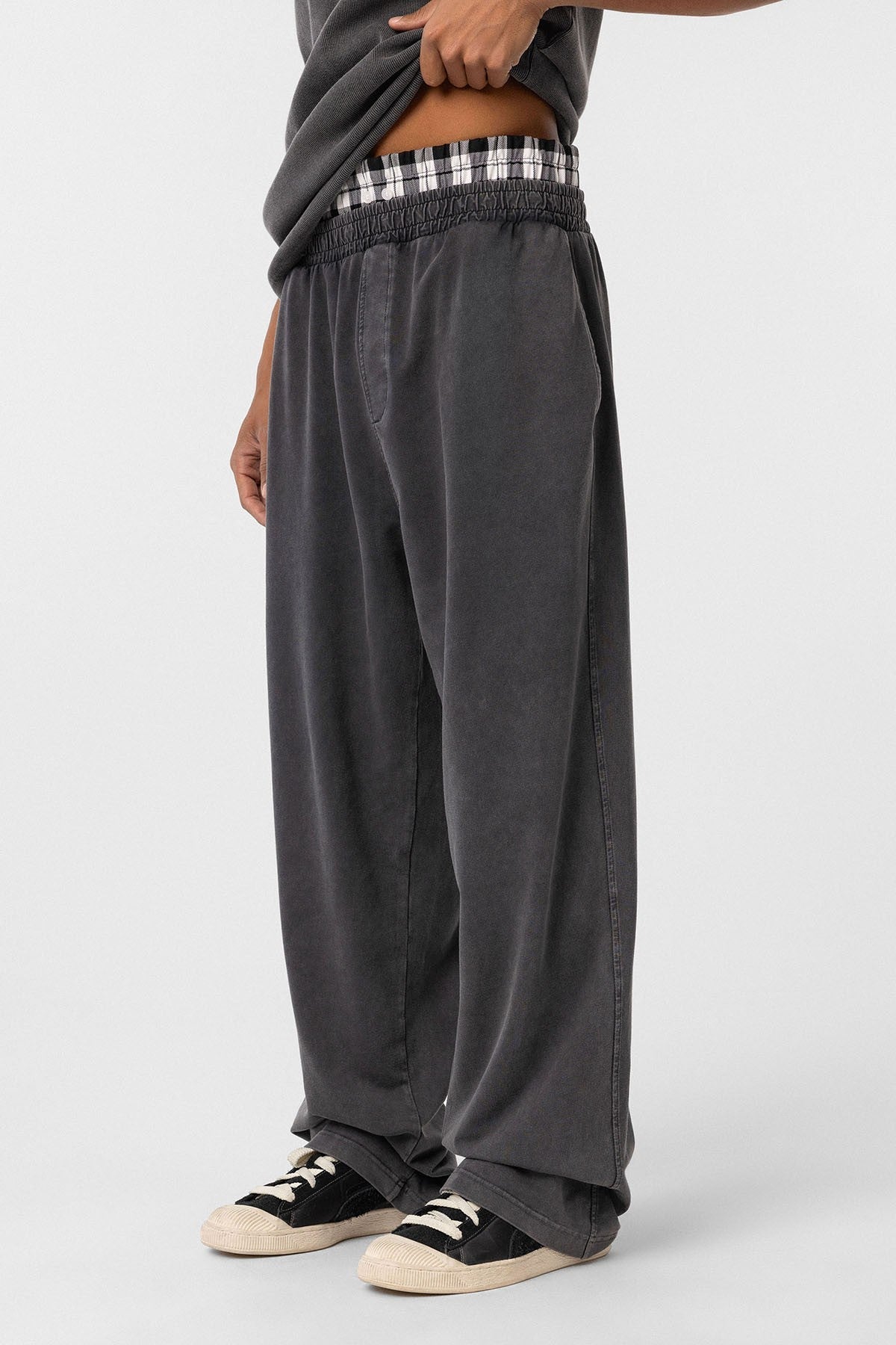 Washed, High-Waisted, Baggy Sweatpants