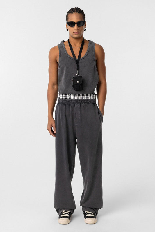 Washed, High-Waisted, Baggy Sweatpants