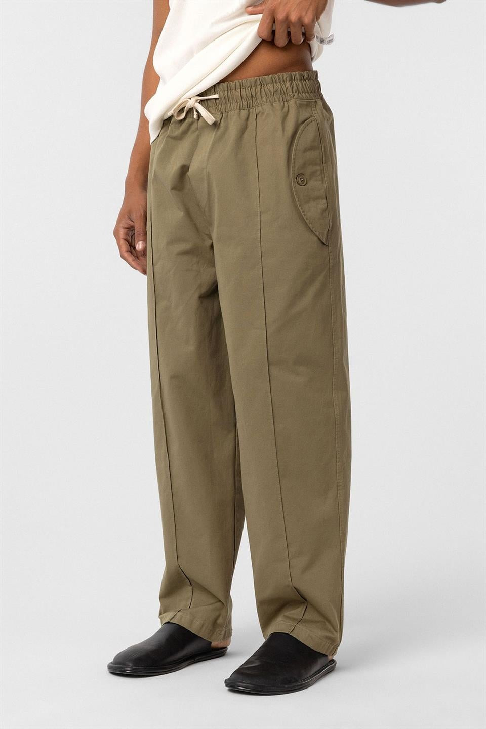 Lace-Up Baggy Gabardine Pants