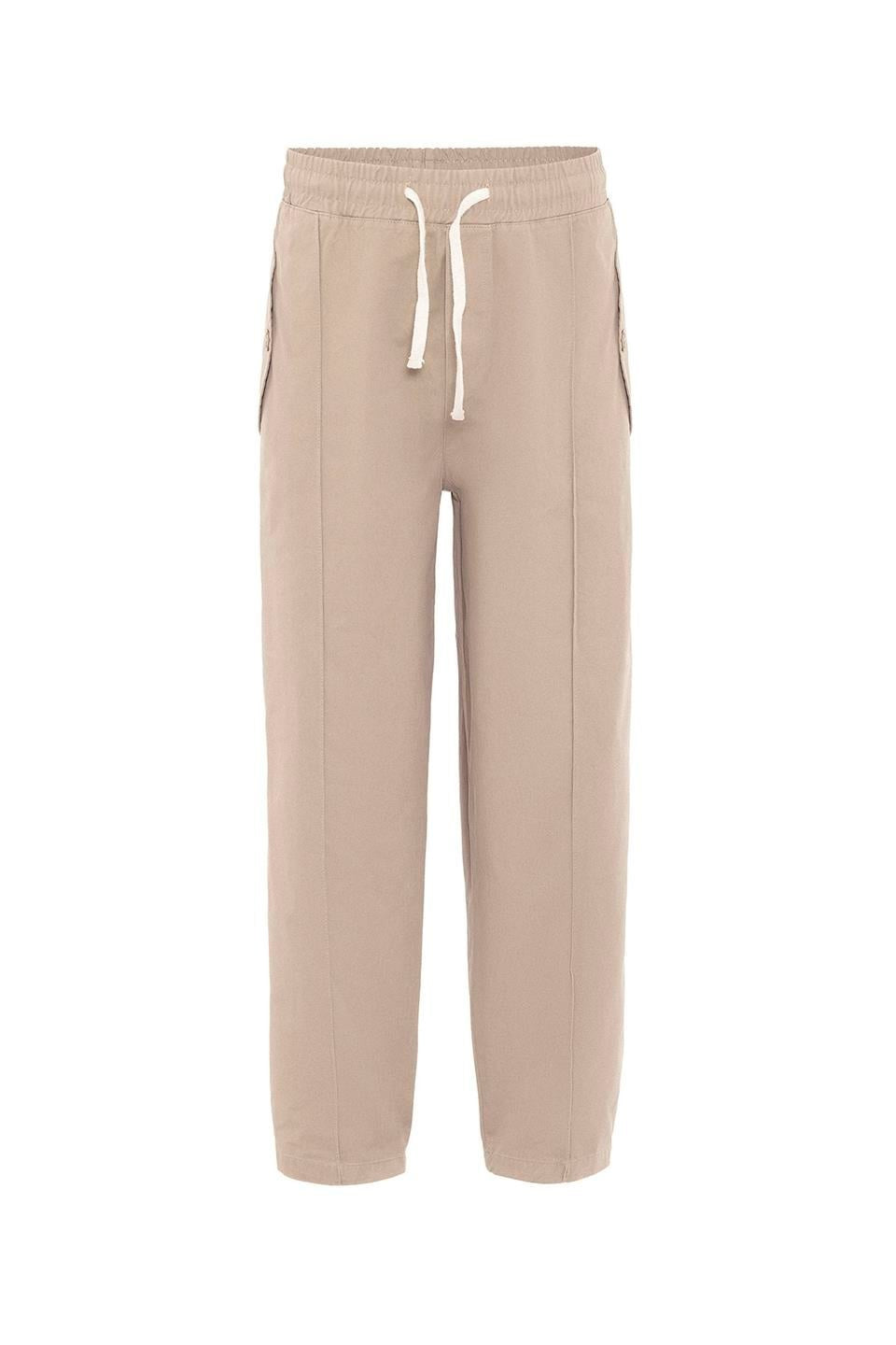 Lace-Up Baggy Gabardine Pants