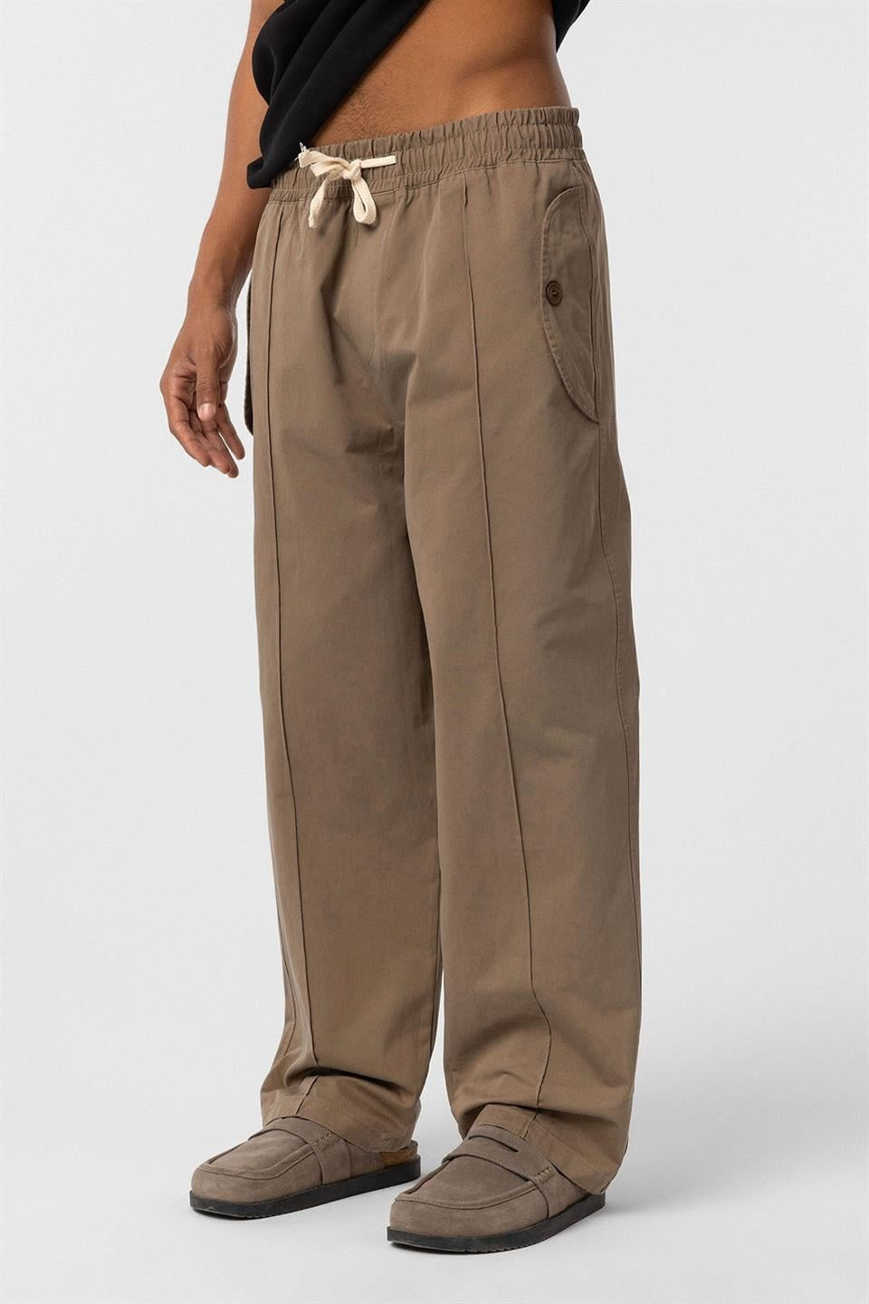Lace-Up Baggy Gabardine Pants