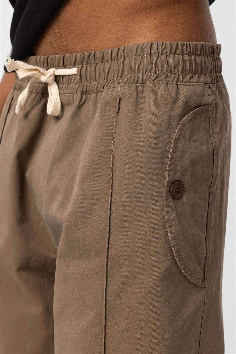 Lace-Up Baggy Gabardine Pants