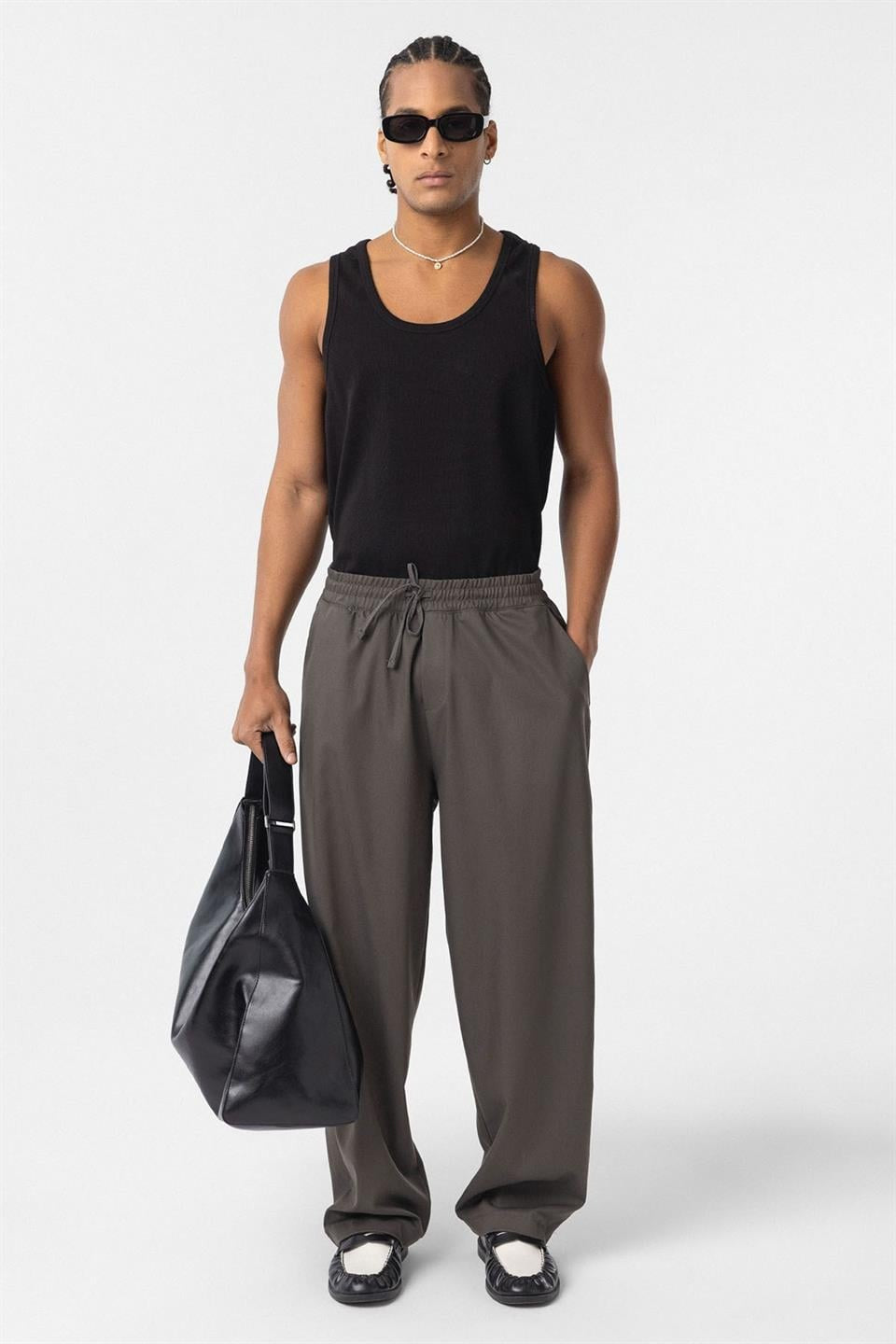 Baggy Pants with an Elastic Waistband