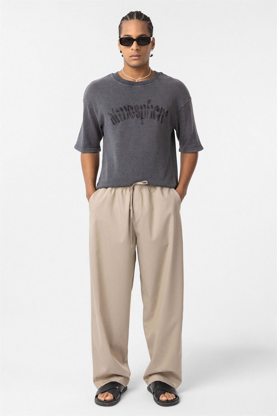 Baggy Pants with an Elastic Waistband