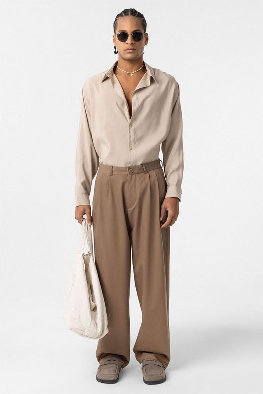 Baggy-Fit Pleated Pants