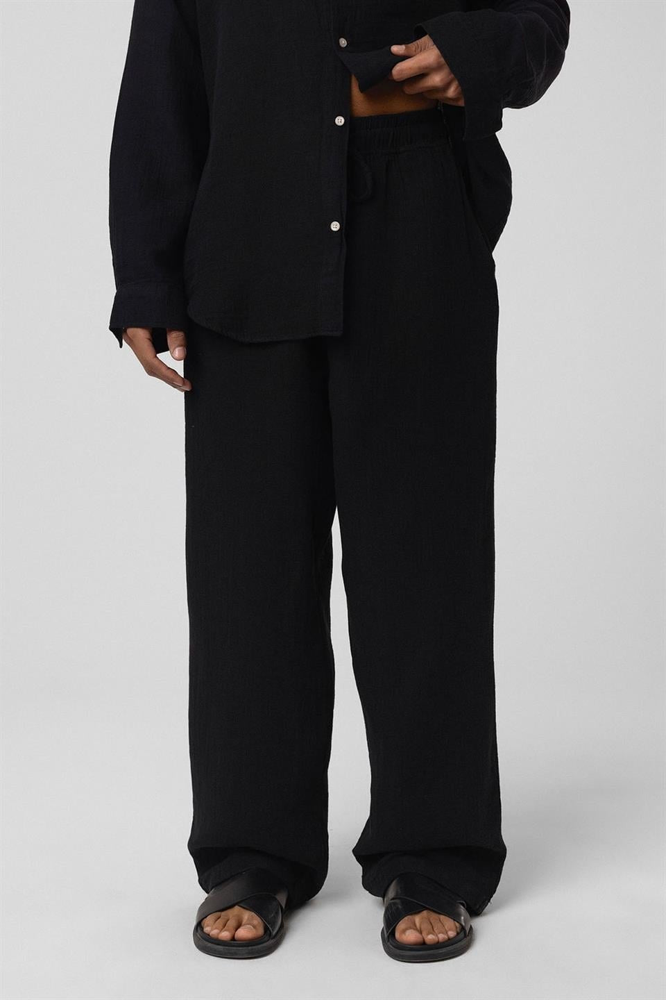 Baggy-Fit Muslin Linen Pants