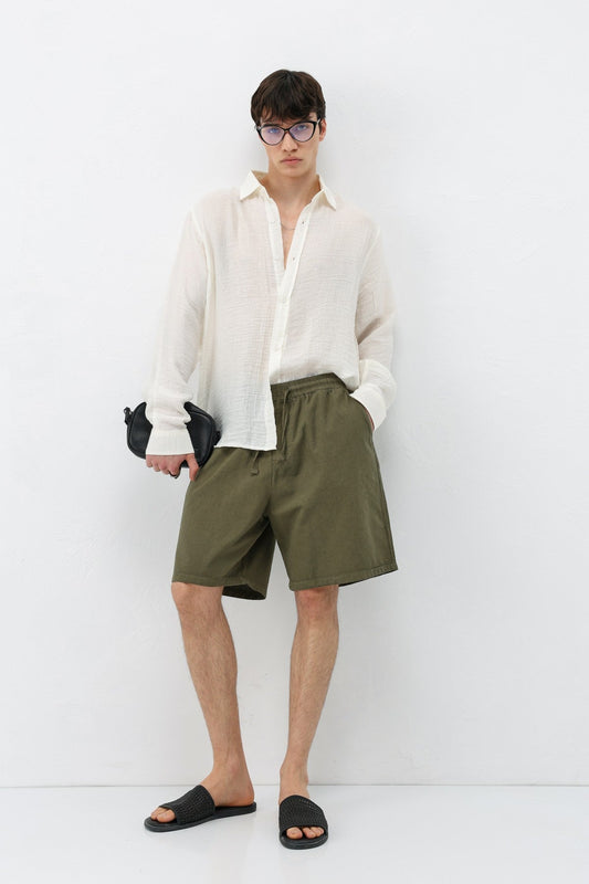 Oversized Linen Shorts
