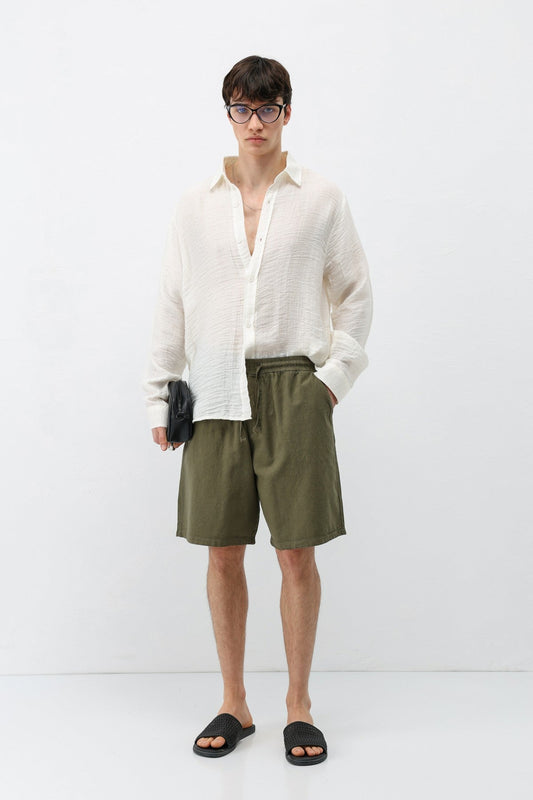 Oversized Linen Shorts