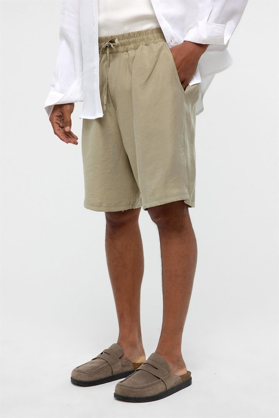 Oversized Modal Fabric Bermuda Shorts