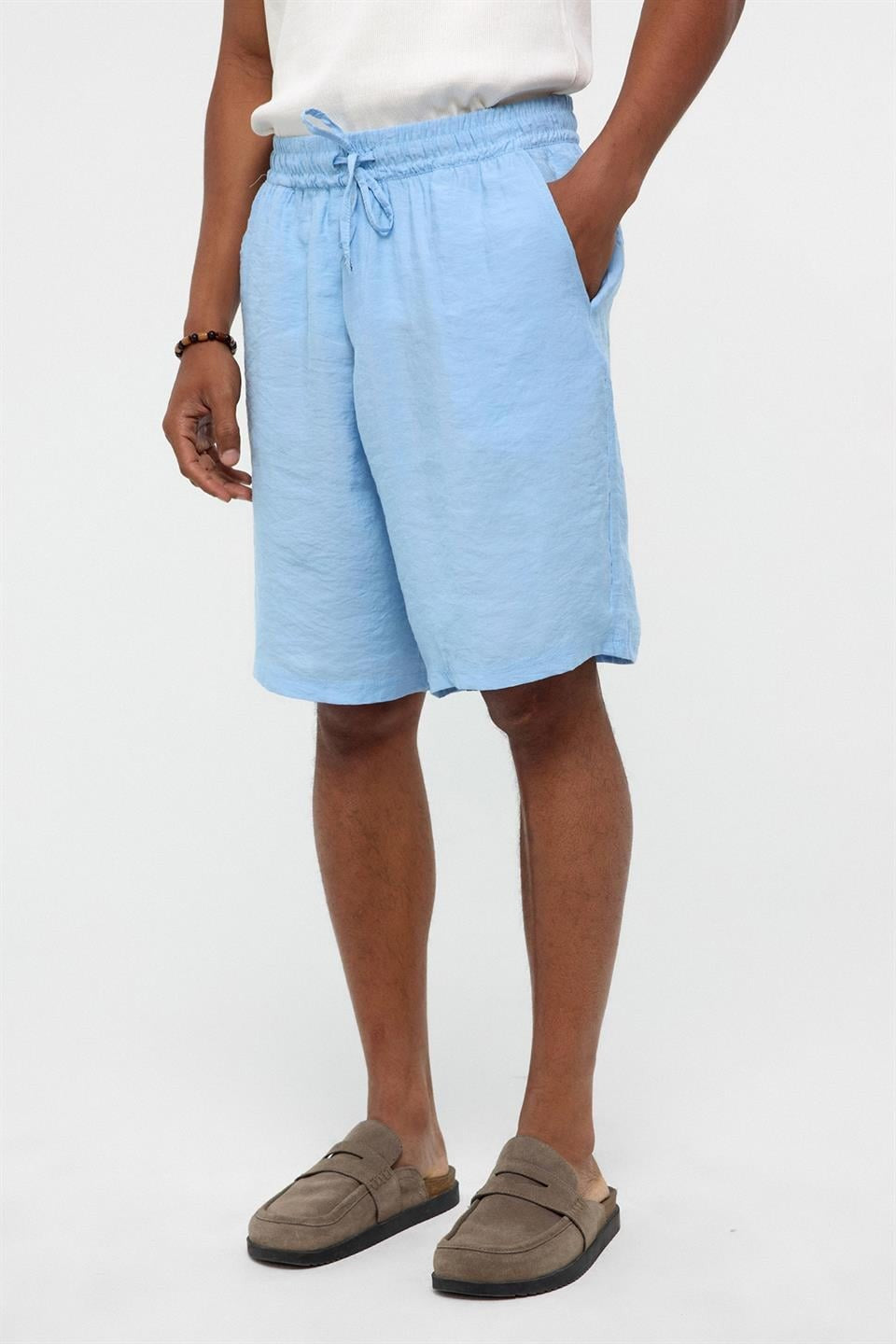 Oversized Modal Fabric Bermuda Shorts