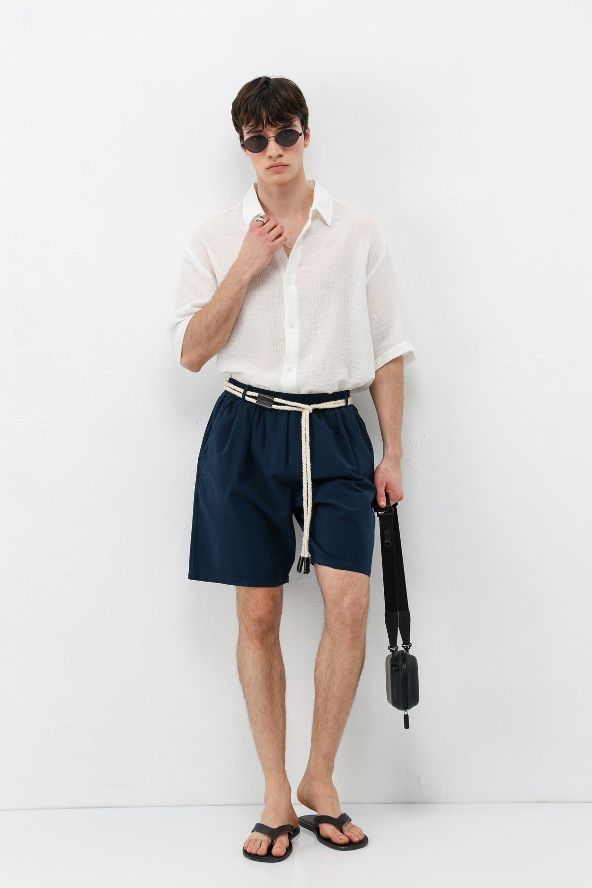 Oversized Linen Shorts with a Waistband