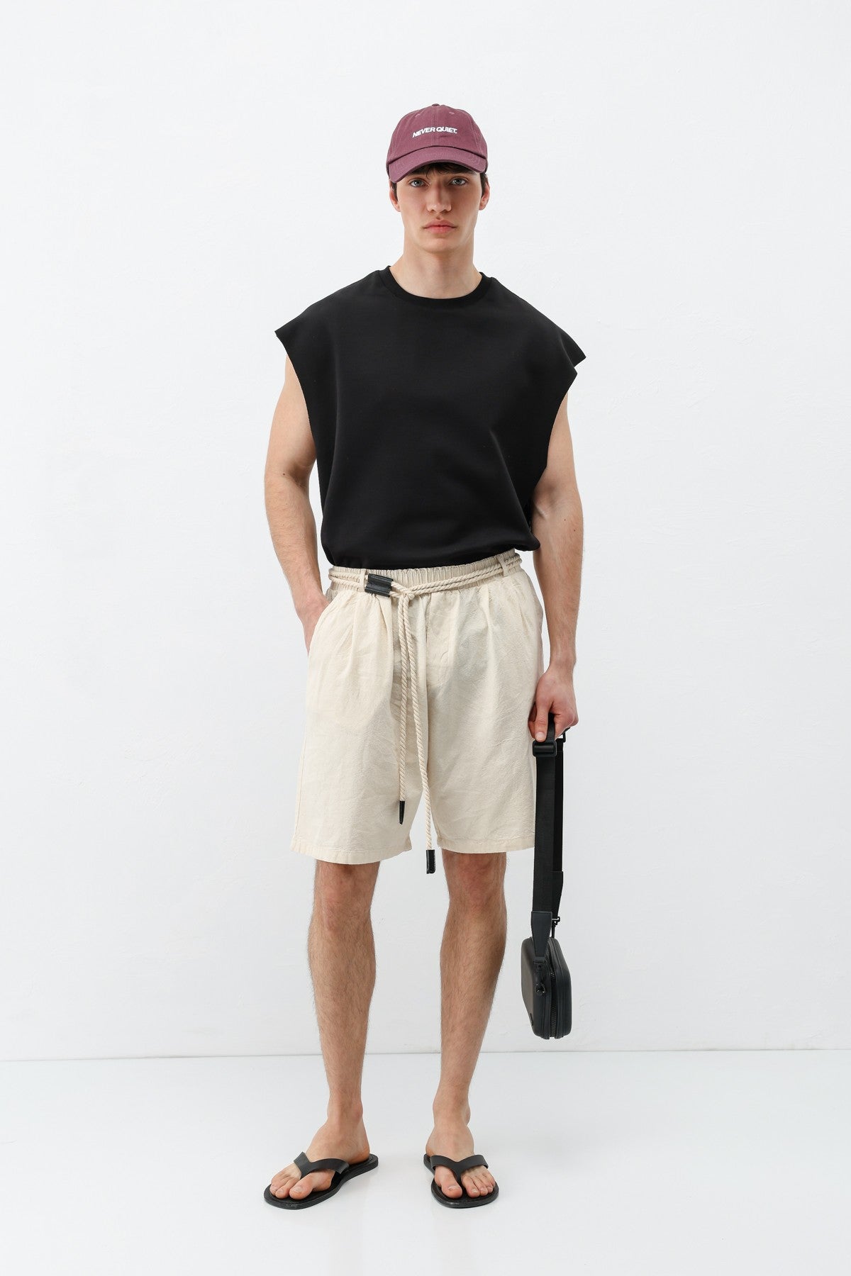 Oversized Linen Shorts with a Waistband