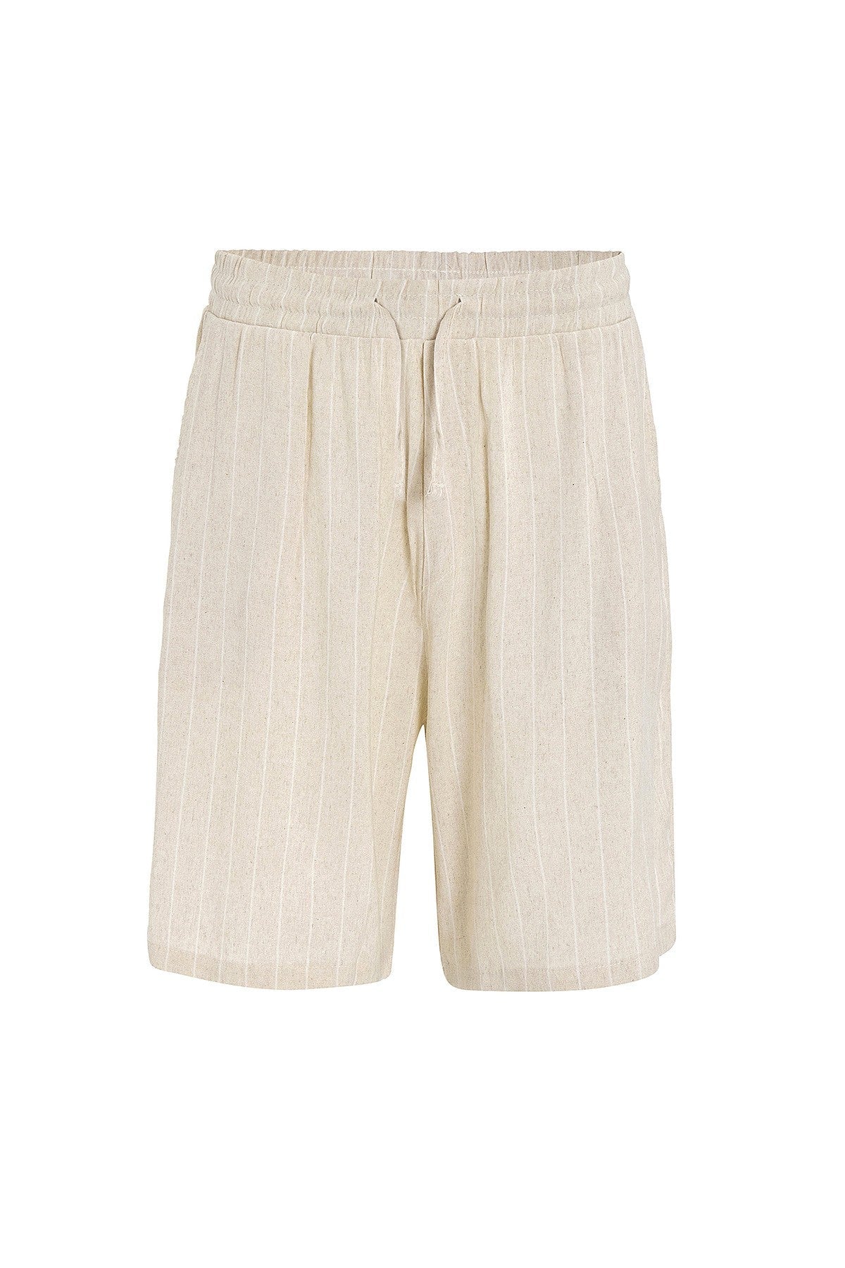 Oversized Striped Linen Shorts